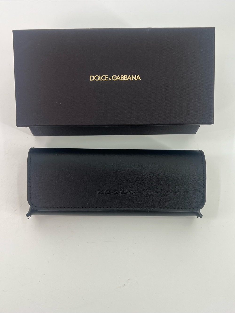 Dolce & Gabbana Black Leather Sunglasses or Eyeglasses Case w/ Box Cloth Unisex